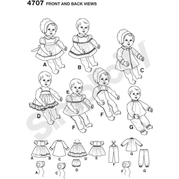 Vintage ©2009 Simplicity 4707 Sewing Pattern - Baby Doll Clothing - Picture 9 of 10